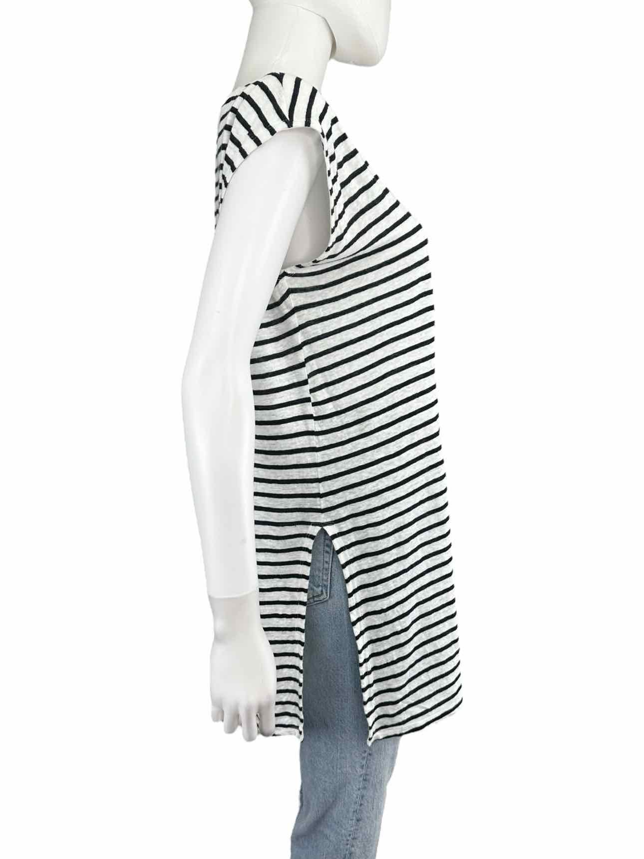 EILEEN FISHER Striped 100% Organic Linen Top Size XS
