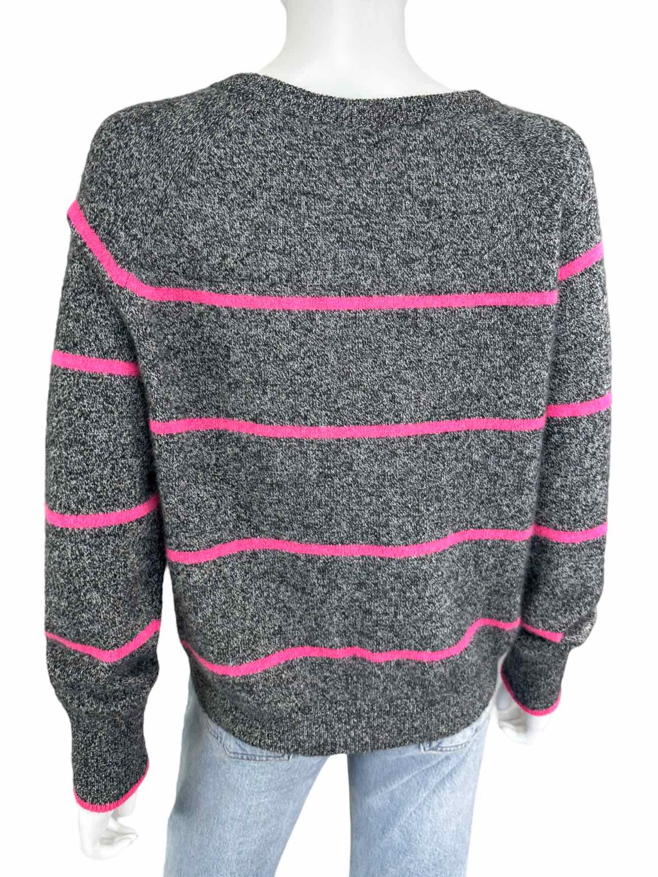 WHITE + WARREN ESSENTIALS 100% Cashmere Gray Striped Sweater Size S
