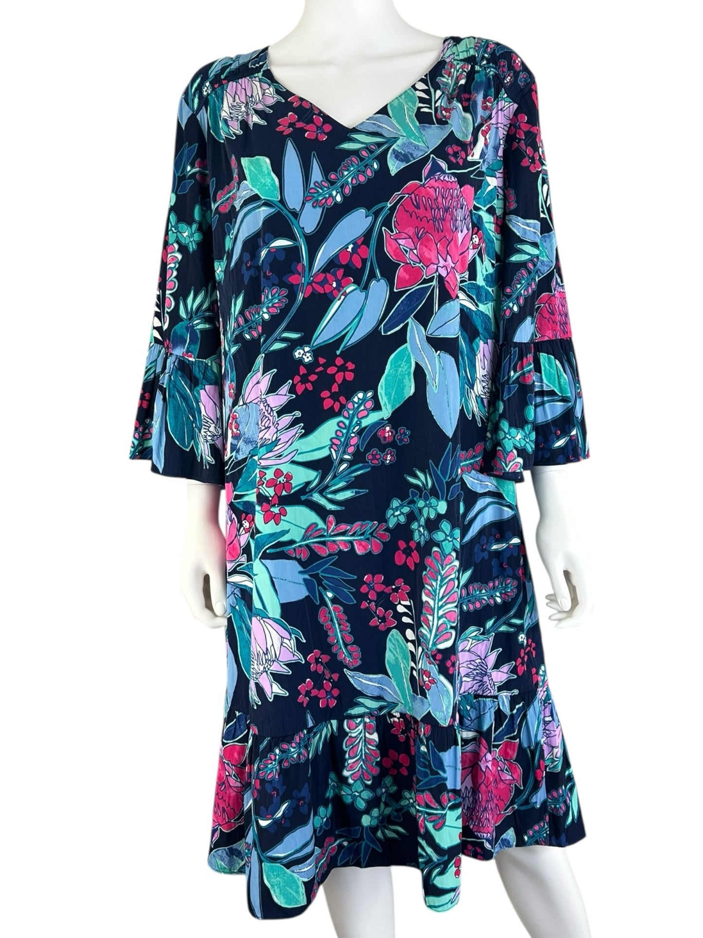 Chico's NWT Brilliant Blooms Midi Dress Size XL