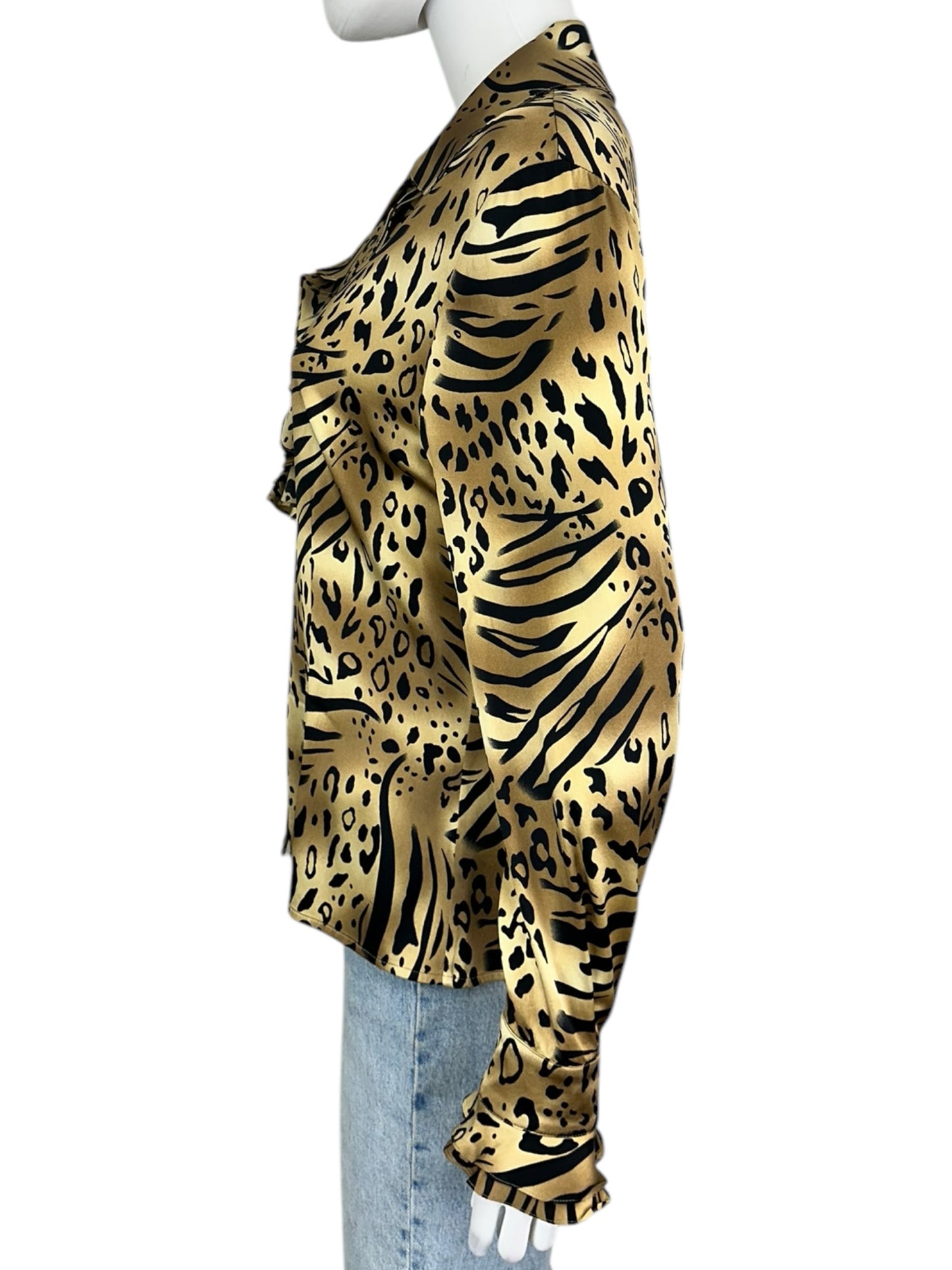St John Animal Print Button Down Size S