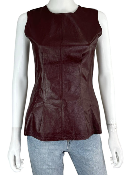 Theory 100% Lamb Leather Burgundy Tank Size 2