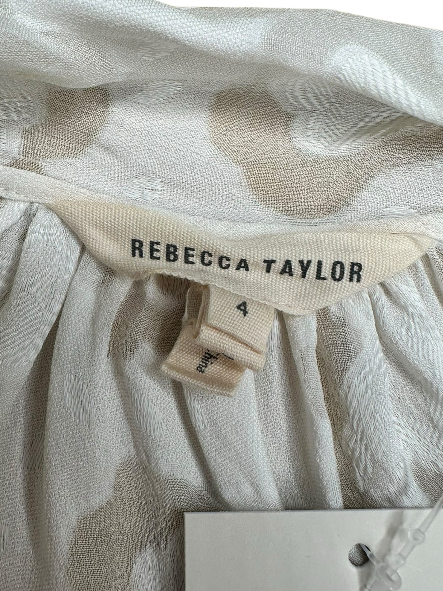 REBECCA TAYLOR Cream Floral Silk Blend Sheer Blouse Size 4