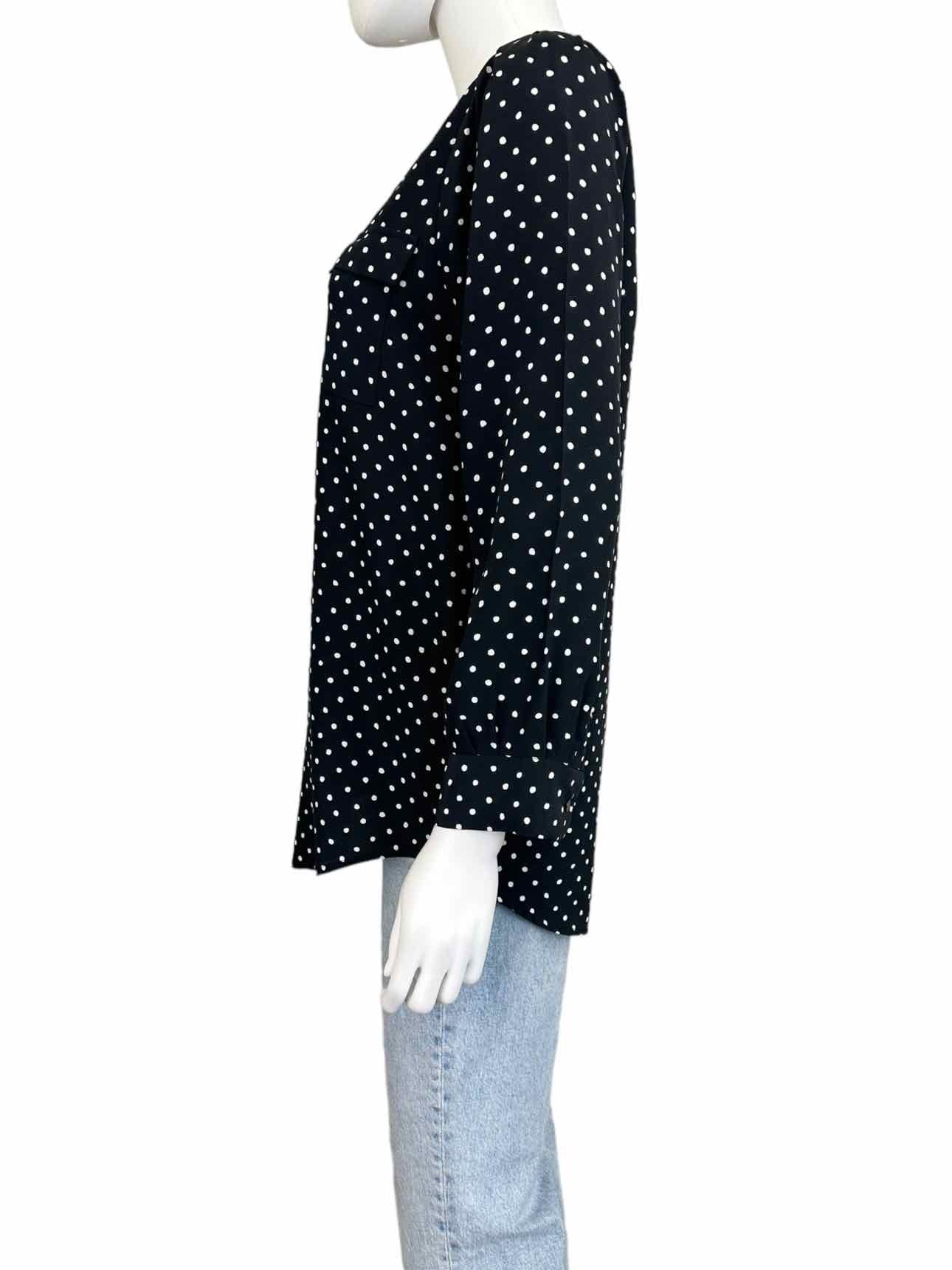 Joie 100% SILK Black White Dot Blouse Size S