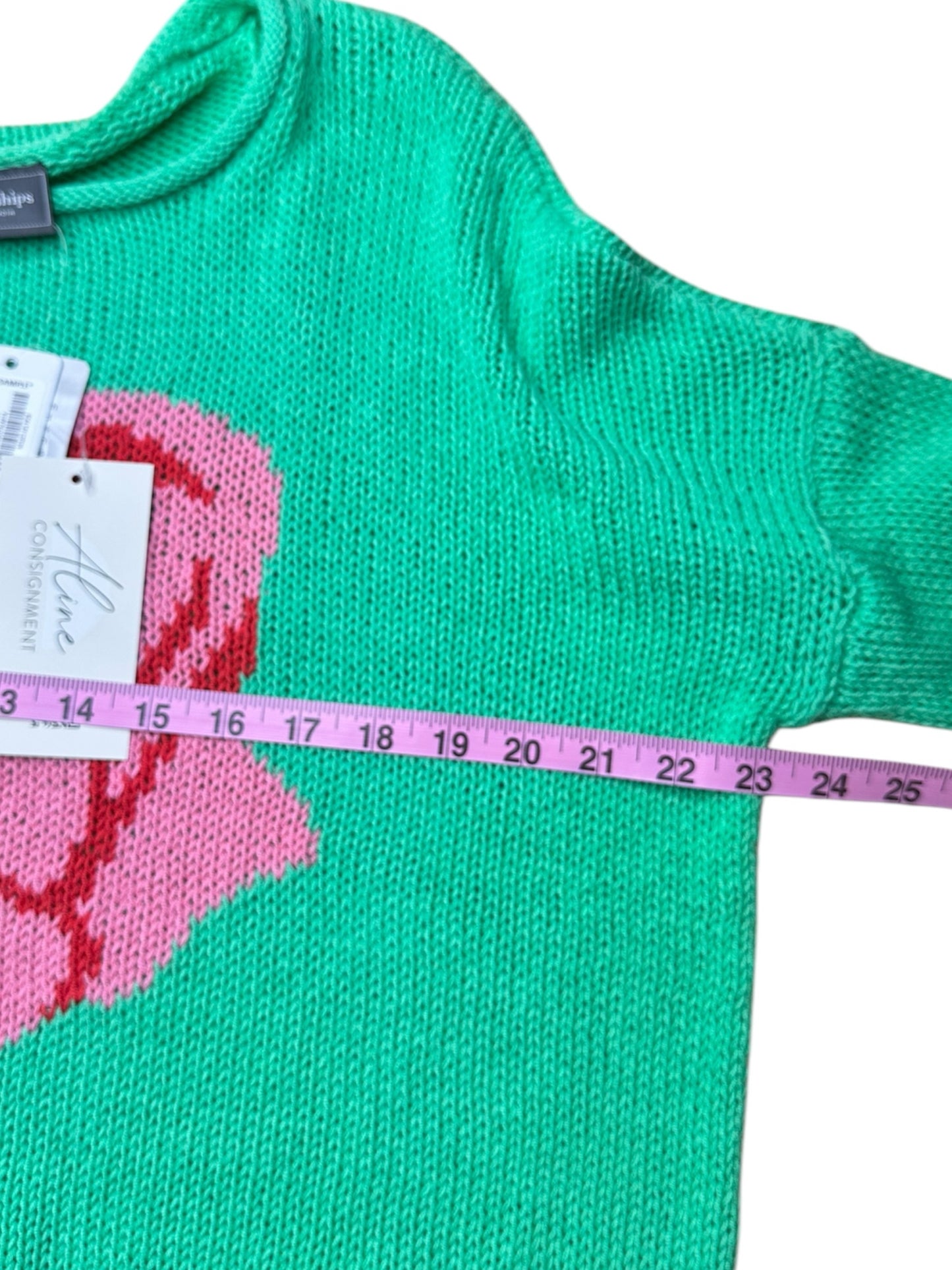Wooden Ships NWT Green Rose Sweater Size S/M