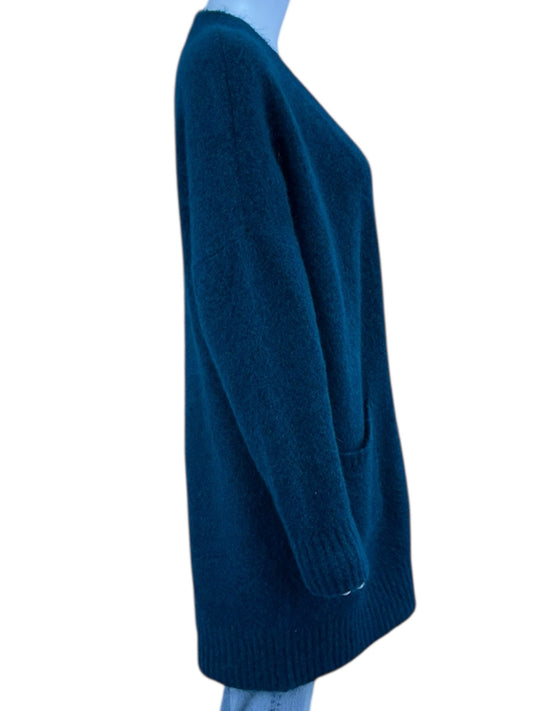 EILEEN FISHER Teal Wool Mohair Sweater Cardigan Size M