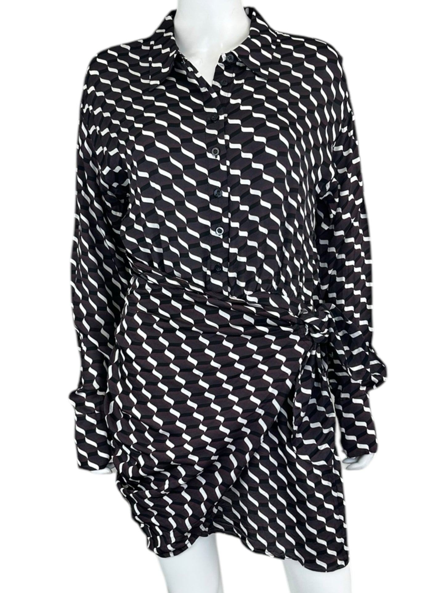 L'Academie Gray Print Collared Mini Dress Size S