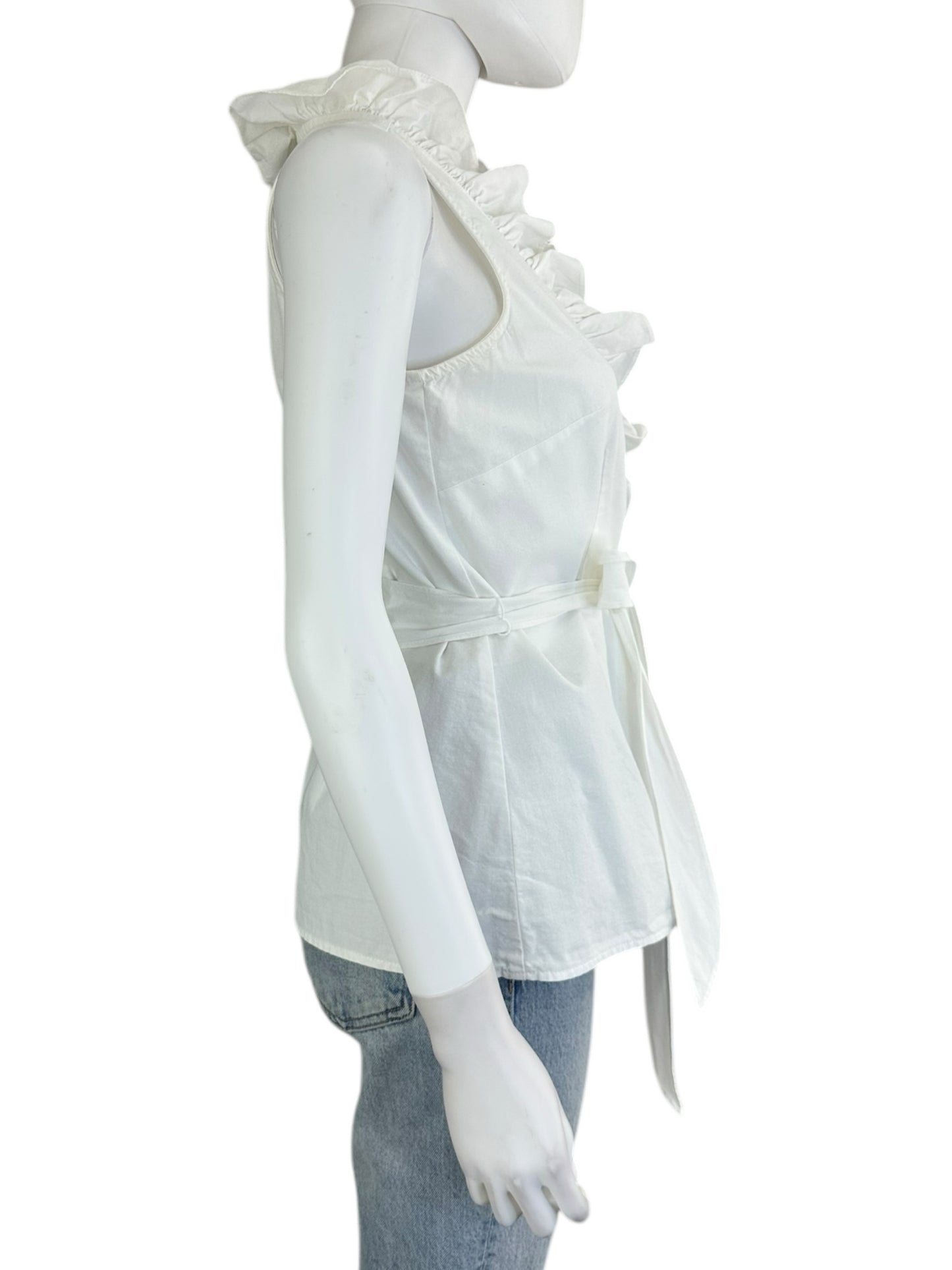 milly White Wrap Ruffle Blouse Size 2