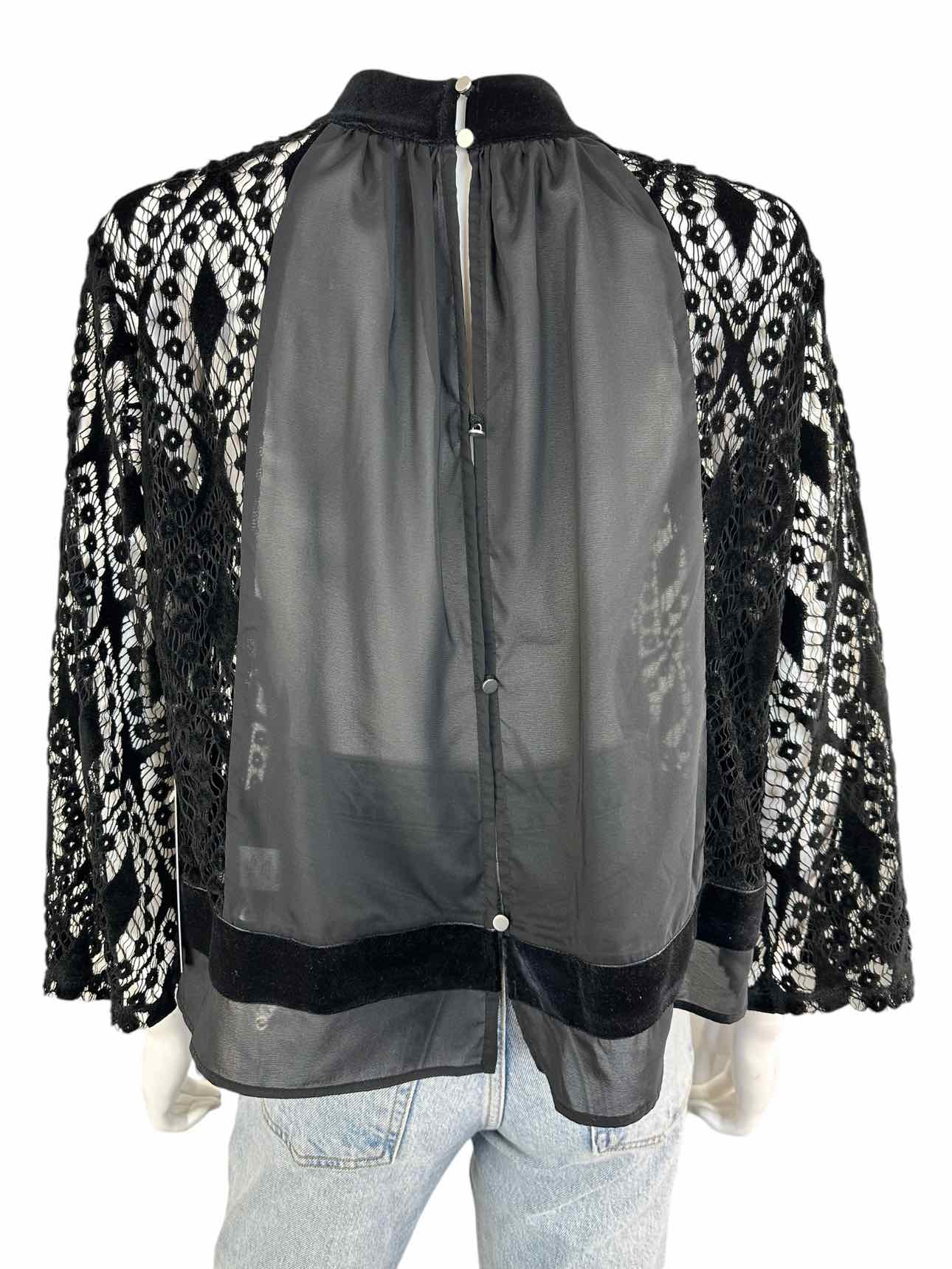 tart Black Lace Velvet Blouse Size S