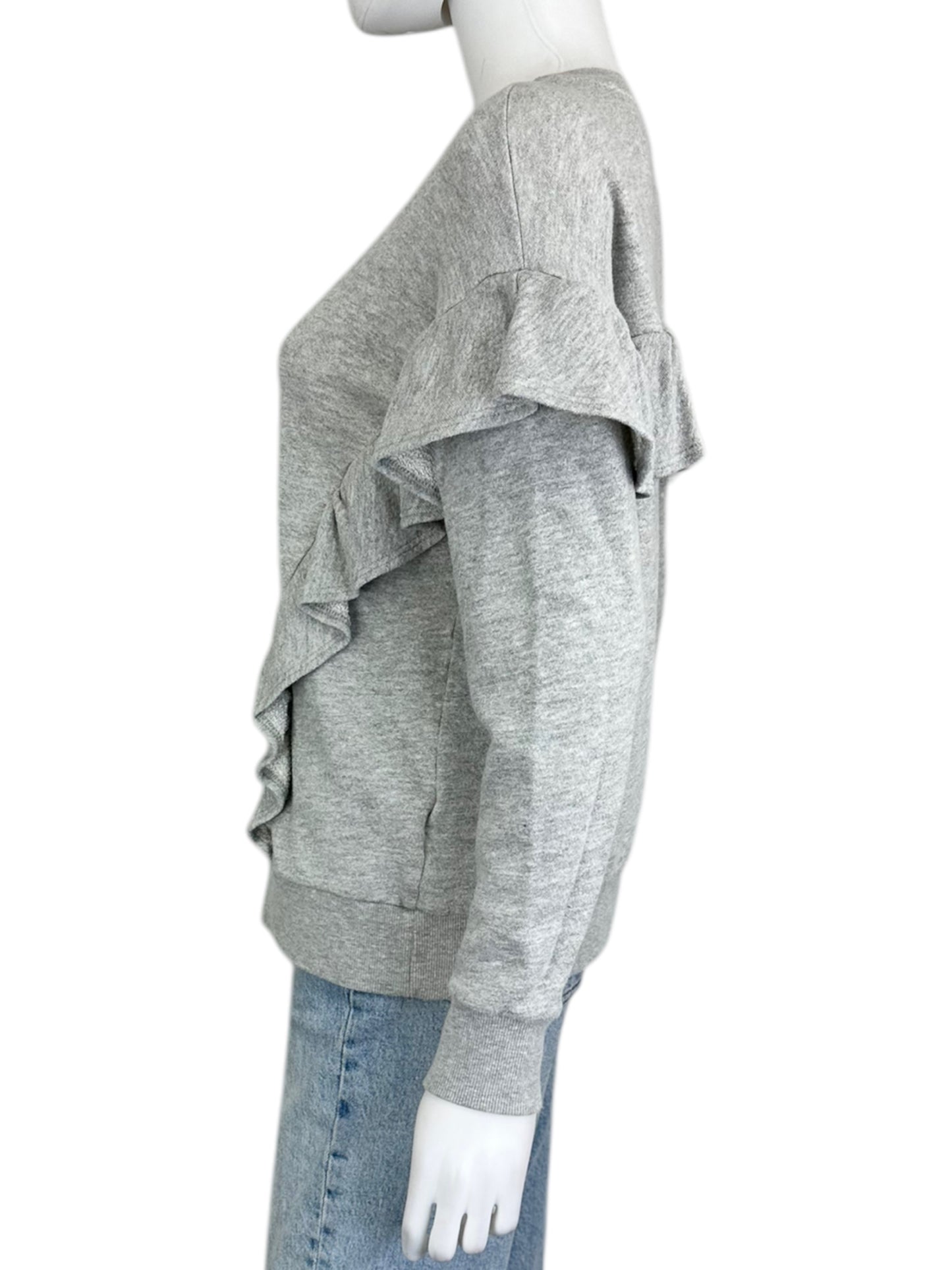 joie Gray Ruffle Knit Top Size S