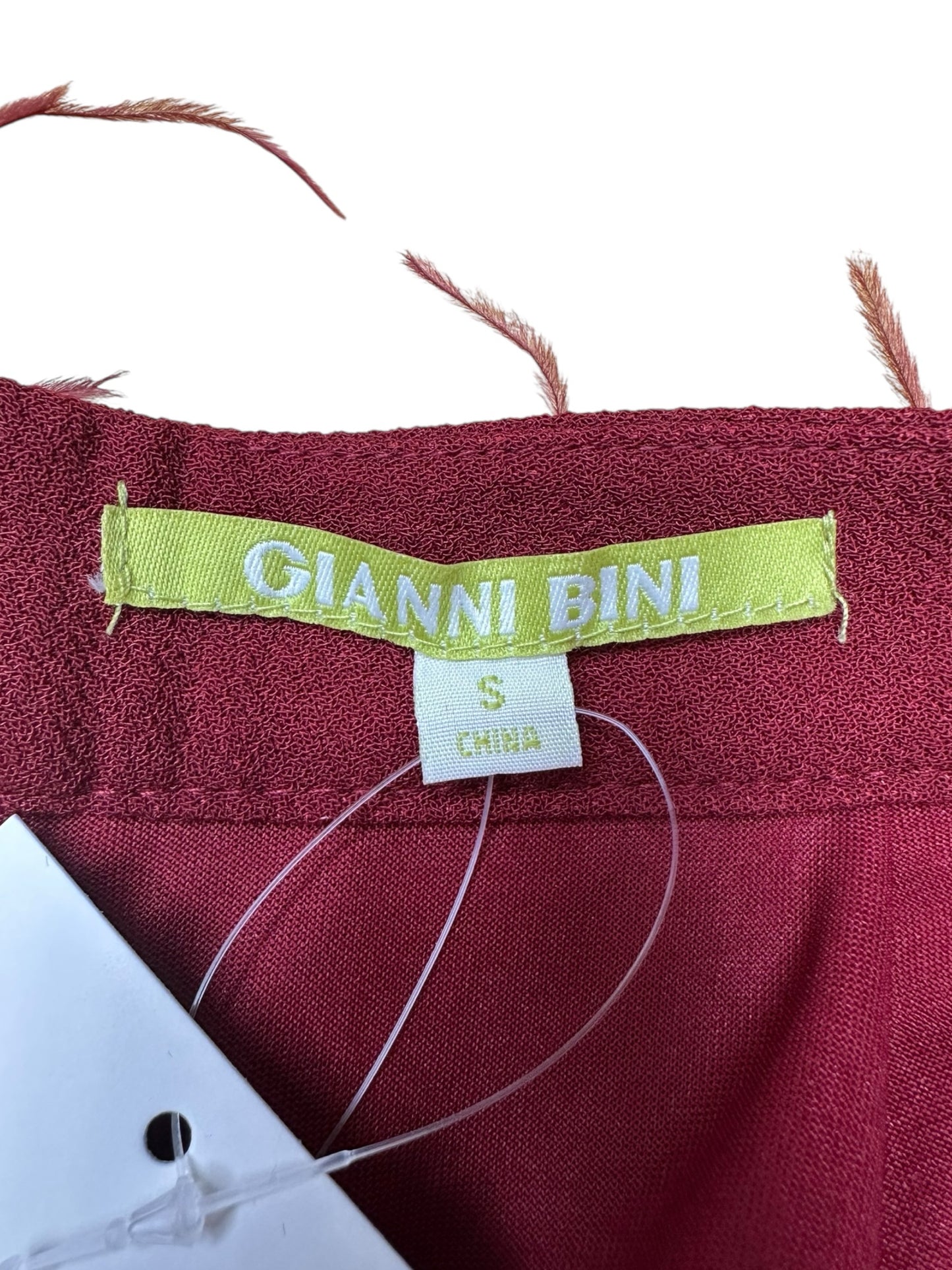 GIANNI BINI Dark Red Feather Mini Skirt Size S