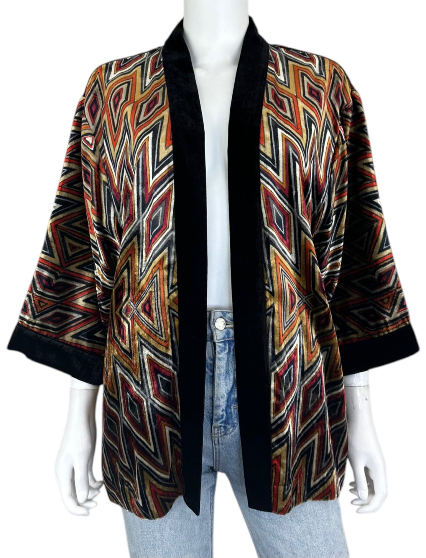 chicos Velvet Geo Print Kimono Size XL