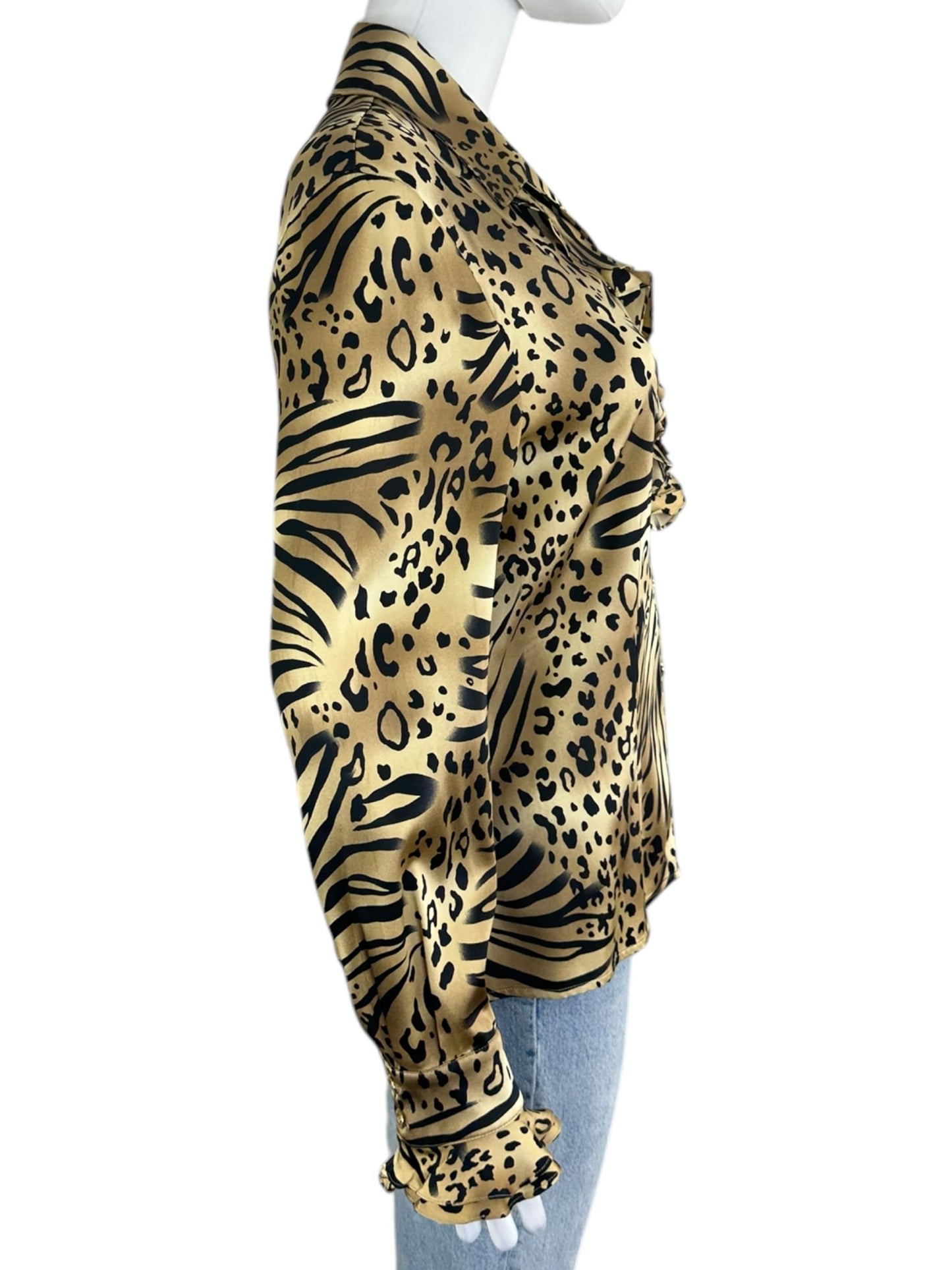 St John Animal Print Button Down Size S