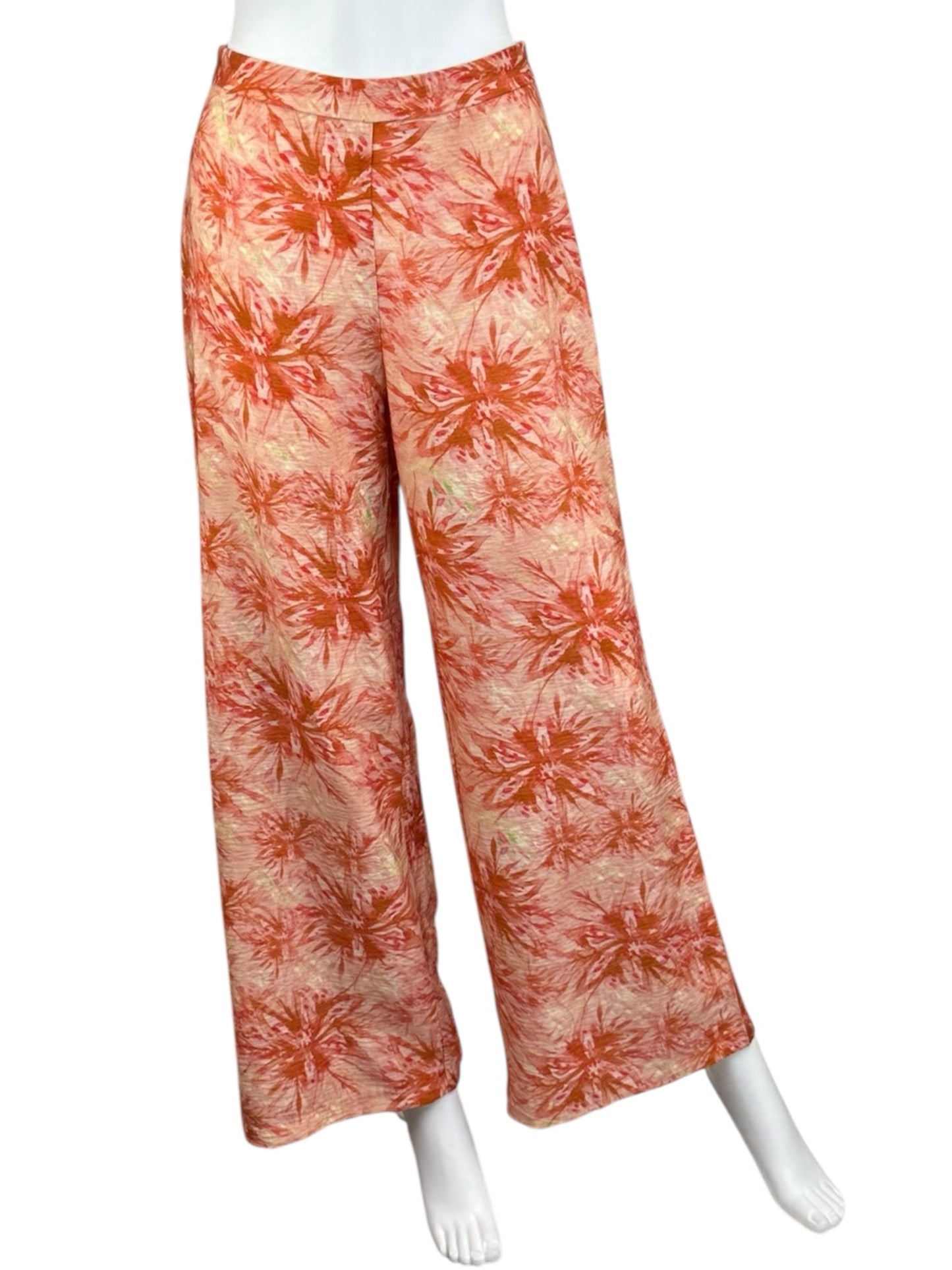 LUCY PARIS WT Coral Watercolor Wide Leg Pants XS