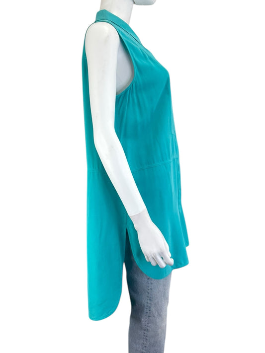 LAFAYETTE 148 NEW YORK Aqua Silk Tunic Size L