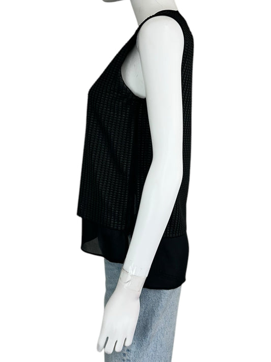 vince. 100% Silk Black Mesh Tank Size XS