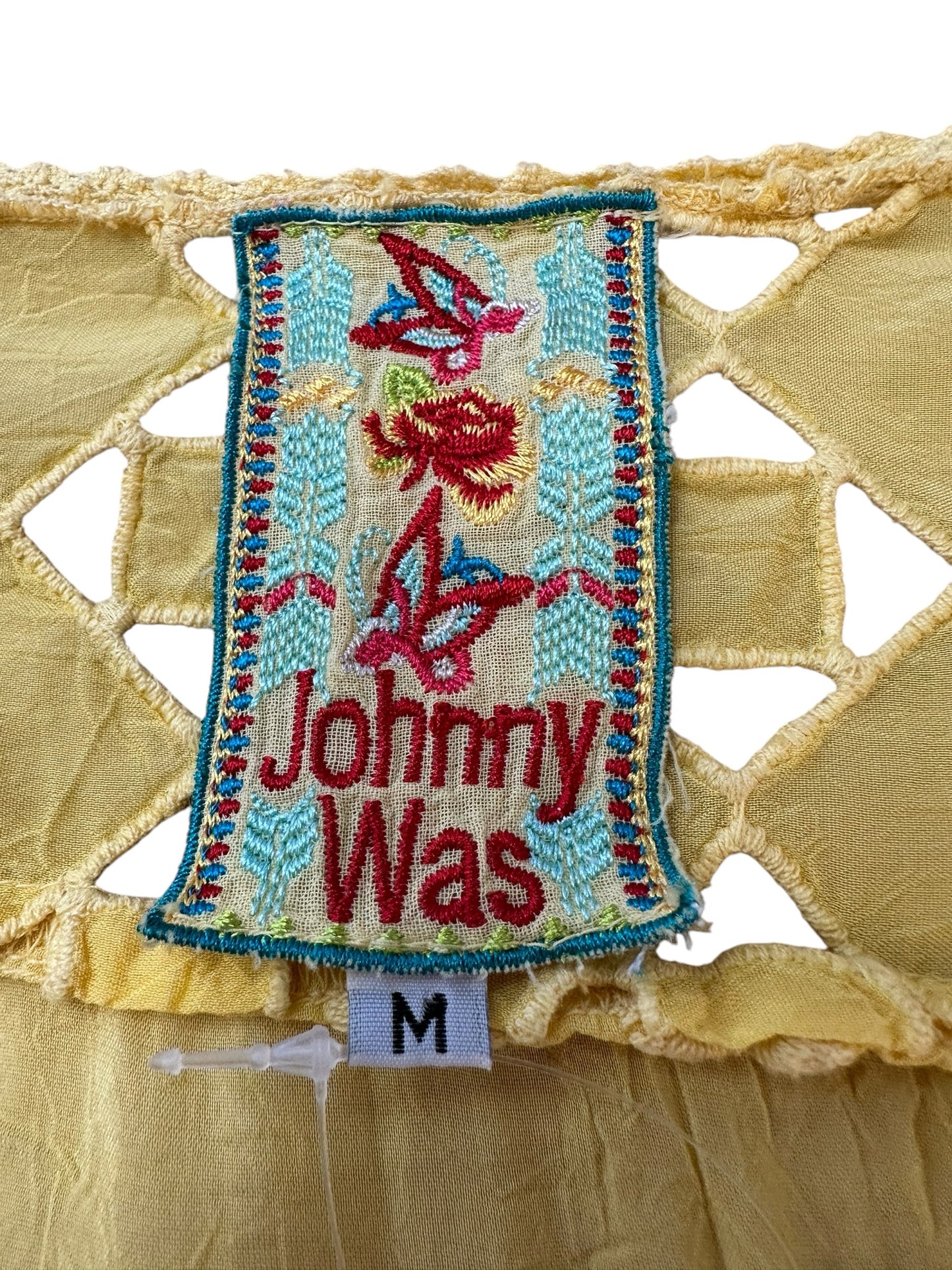 Johnny Was Yellow Eyelet Blouse Size M