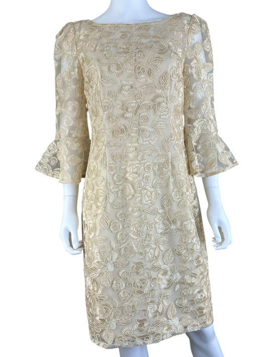Adrianna Papell Cream Floral Lace Cocktail Dress Size 10