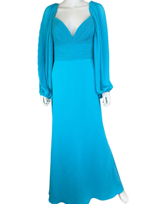 Badgley Mischka NWT Aqua Maxi Formal Dress Size 14