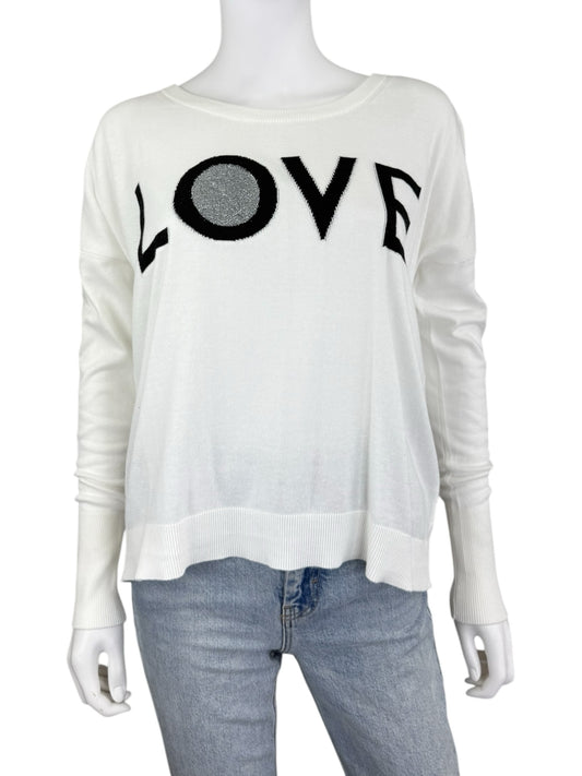 MILLY White LOVE Sweater Size L