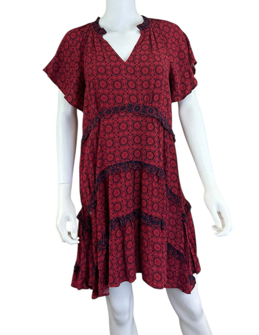 Anthropologie Red Print Mini Dress Size S