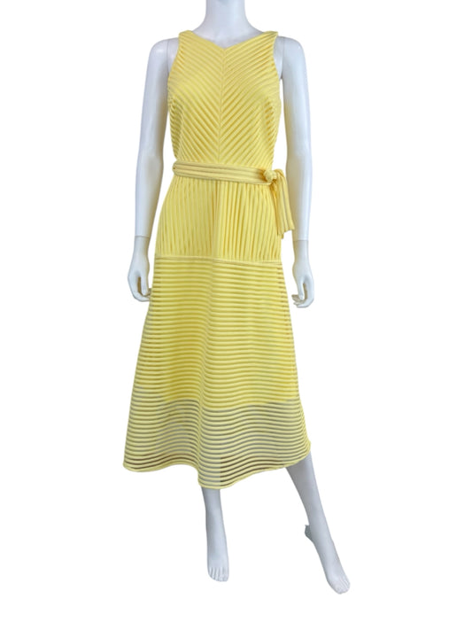 ANTONIO MELANI NWT Yellow Mesh Striped Enid Dress Size 2
