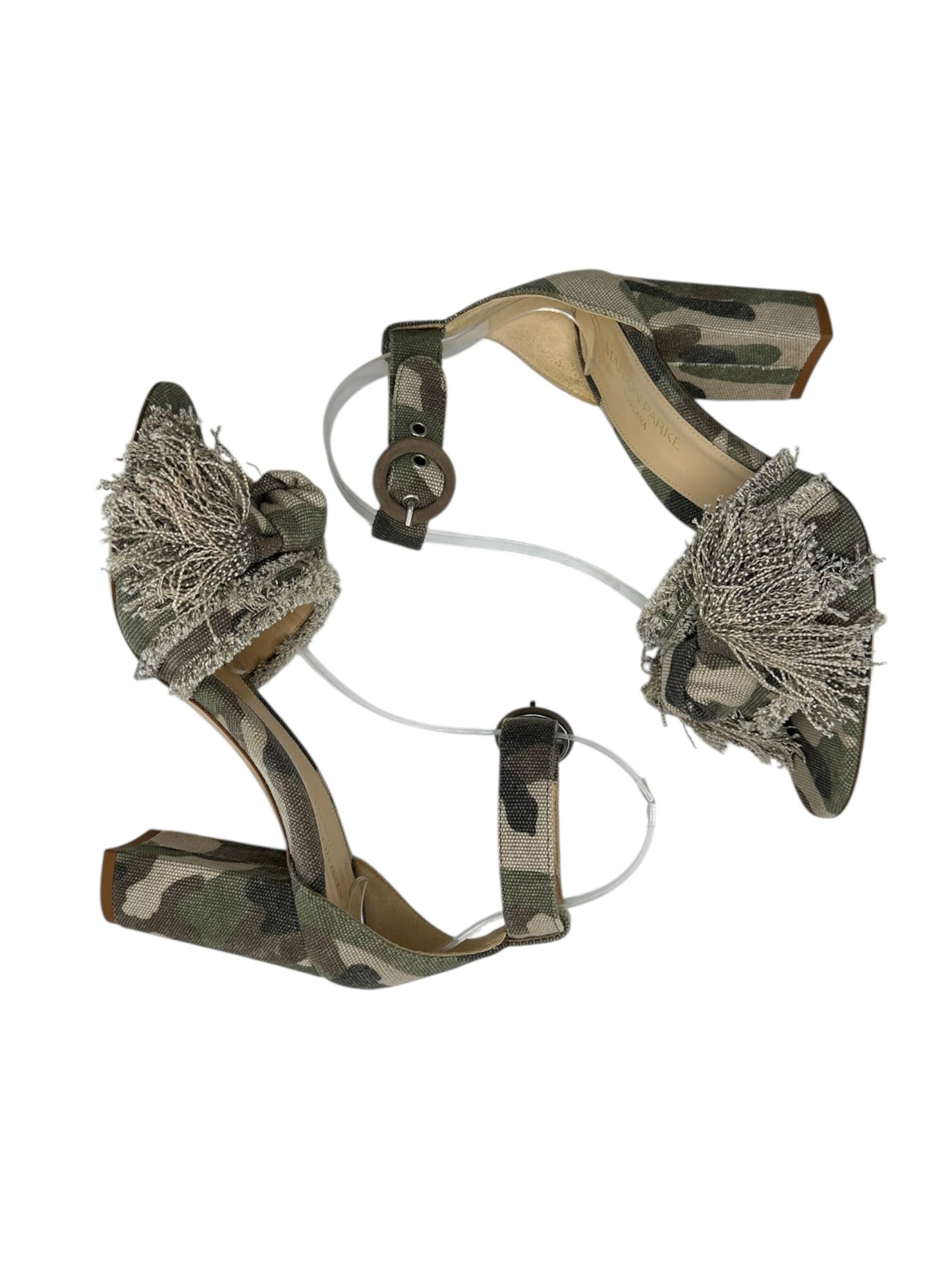 MARION PARKE Green Camouflage Print Sandals Size 37
