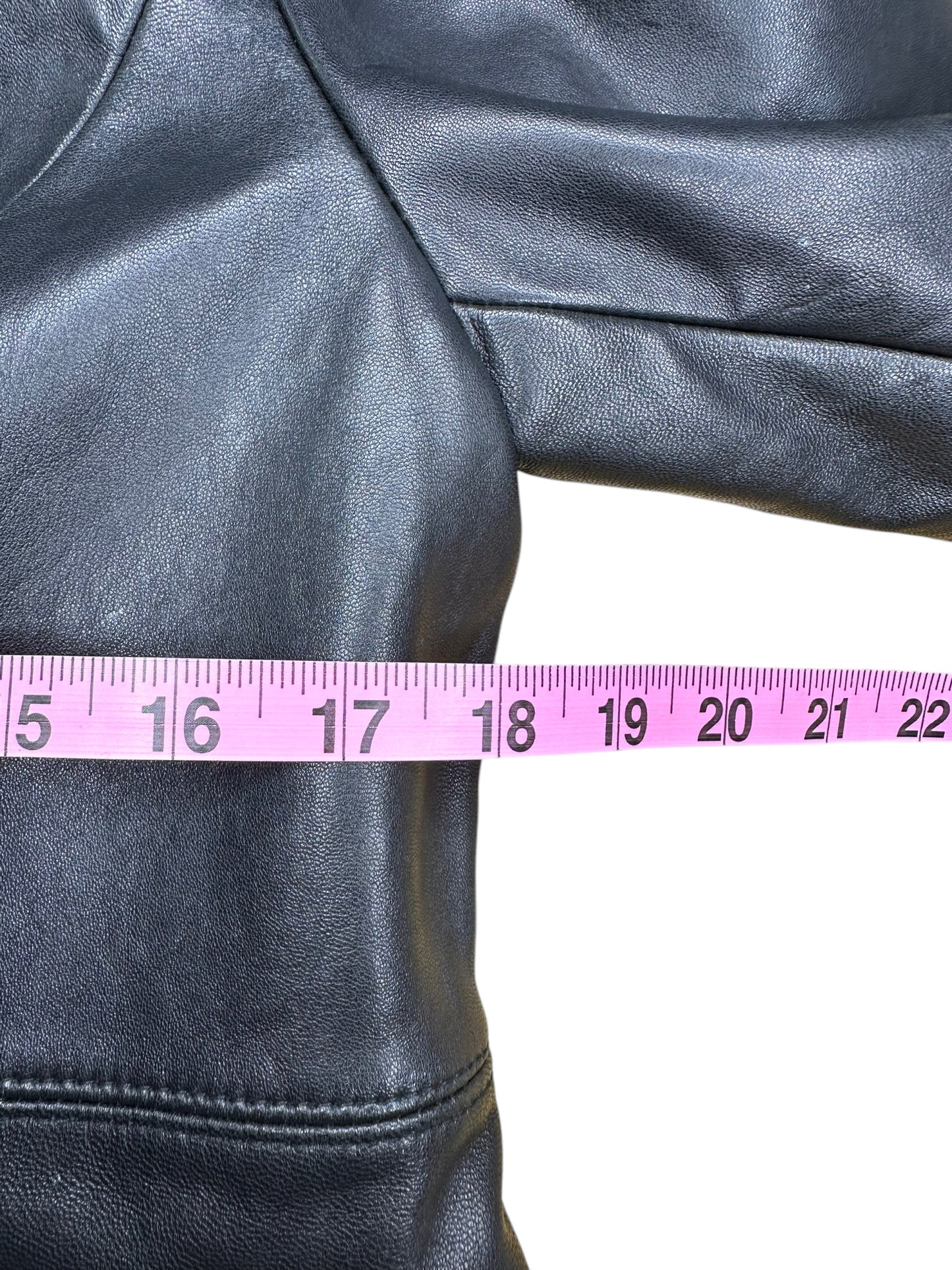Preston & York Black Long Leather Button Down Coat Size PS