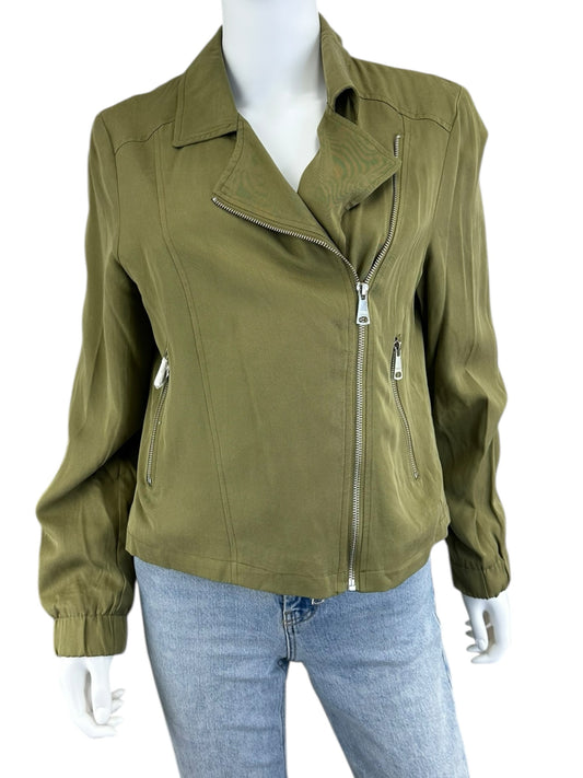 VIGOSS NWT Green Asymmetrical Zip Bomber Jacket Size L