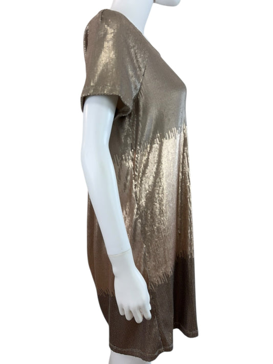 Free People Drenched In Sequins Ombre Rose Gold Mini Dress Size S