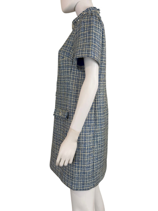 Lilly Pulitzer NWT Blue Teddy Metallic Tweed Shift Dress Size 4