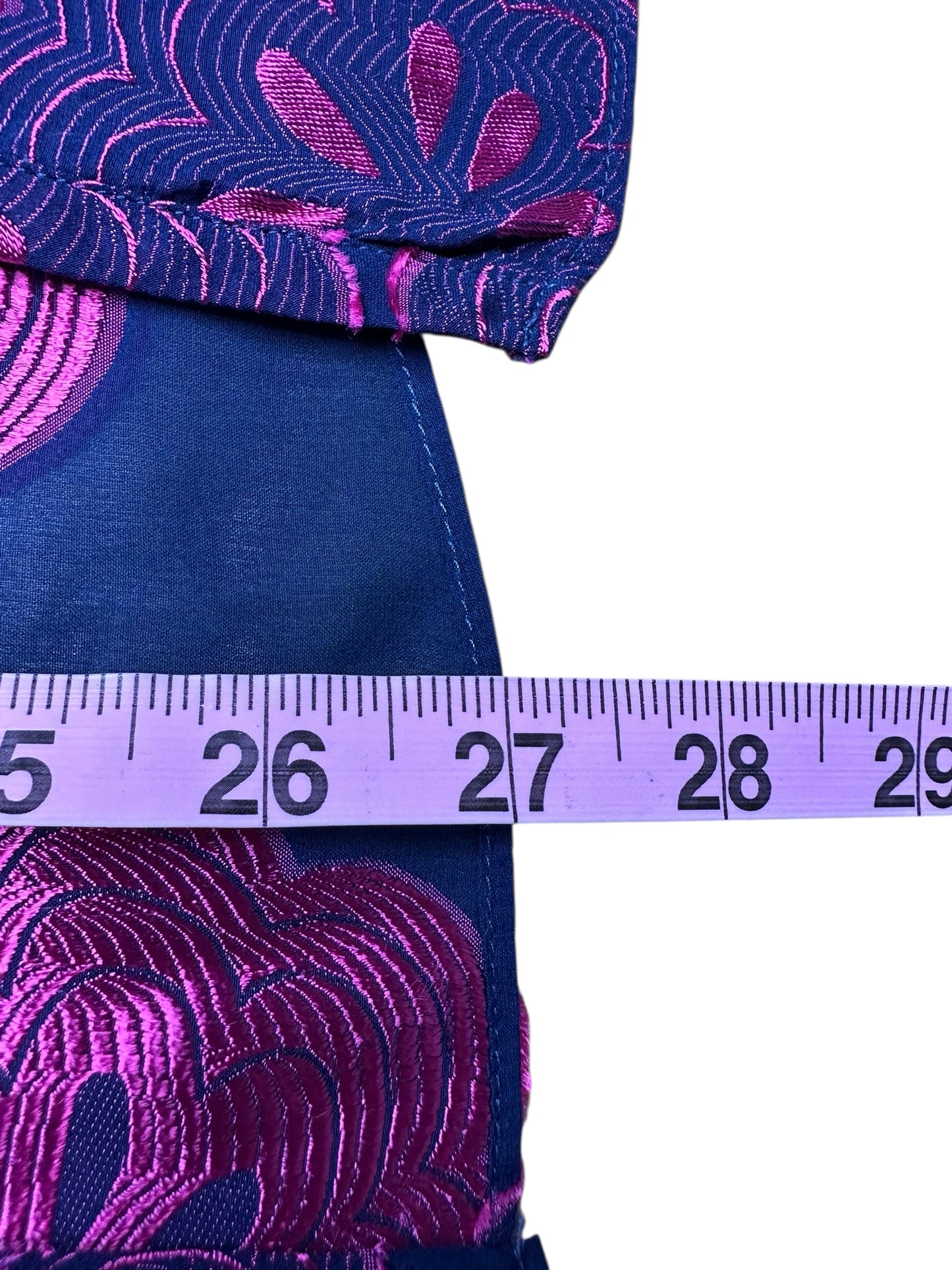 TRINA TURK Navy Floral Silk Print Blouse Size L
