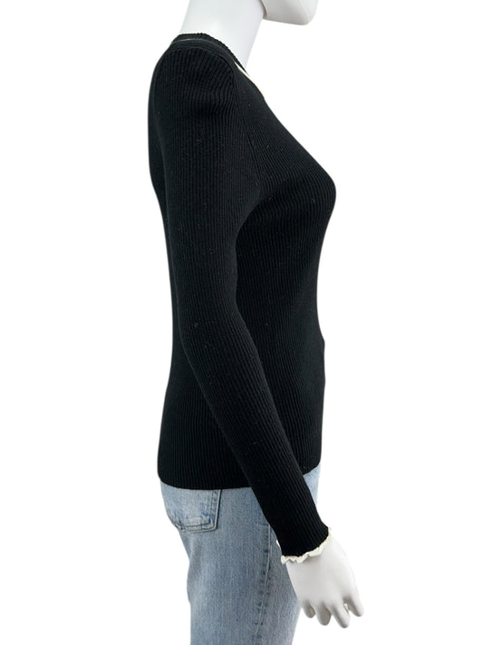 one grey day Black Ribbed Sweater Size S