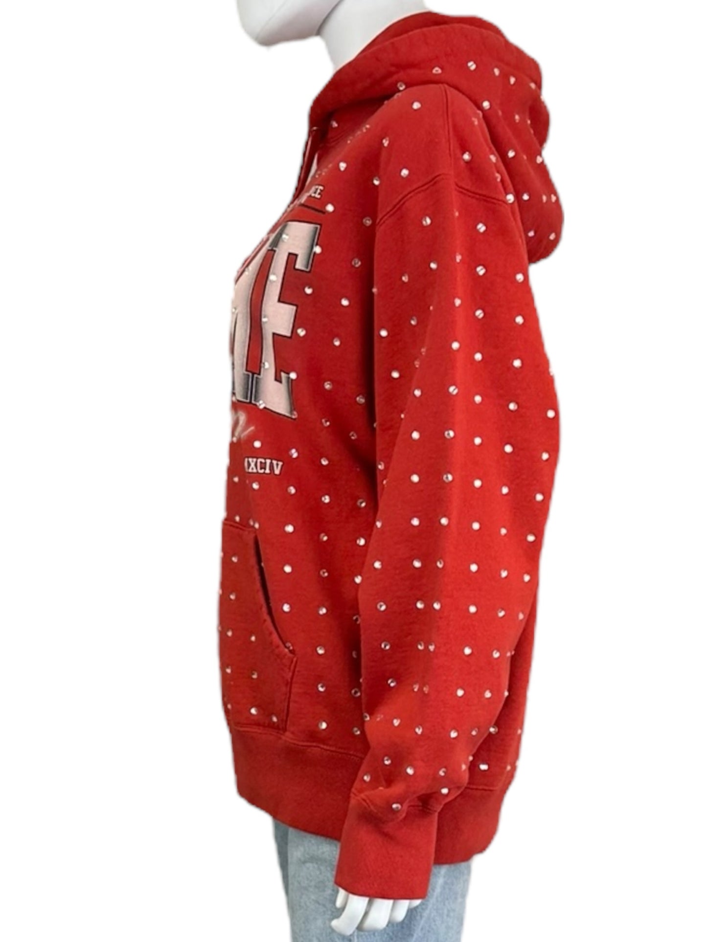 Supreme Red Rhinestone Hoodie Size S