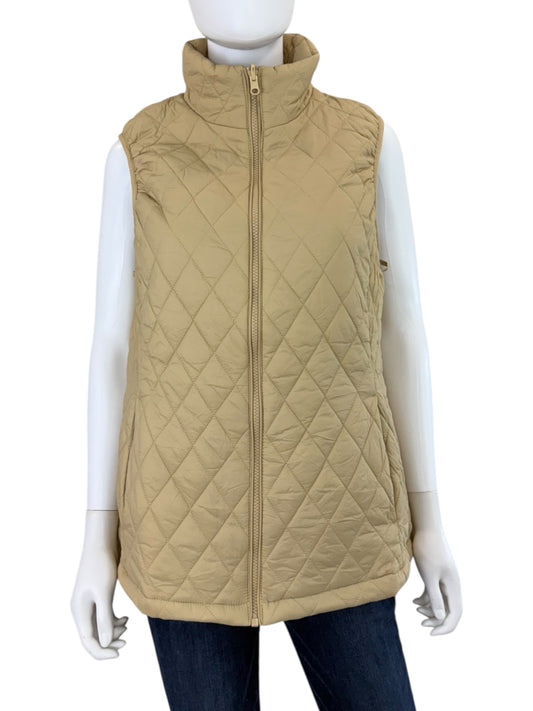 LANDS' END Tan Quilted Puffer Vest Size L