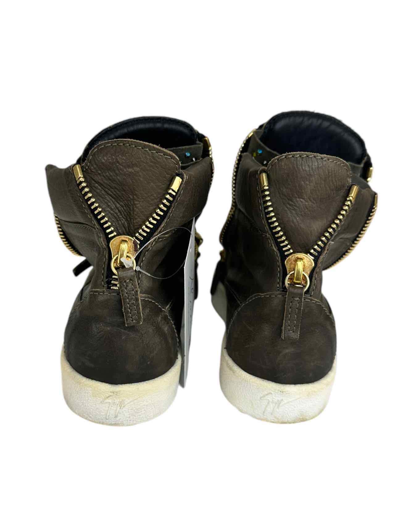 Giuseppe Zannoti Brown Leather DONNA High Top Sneaker Size 37.5