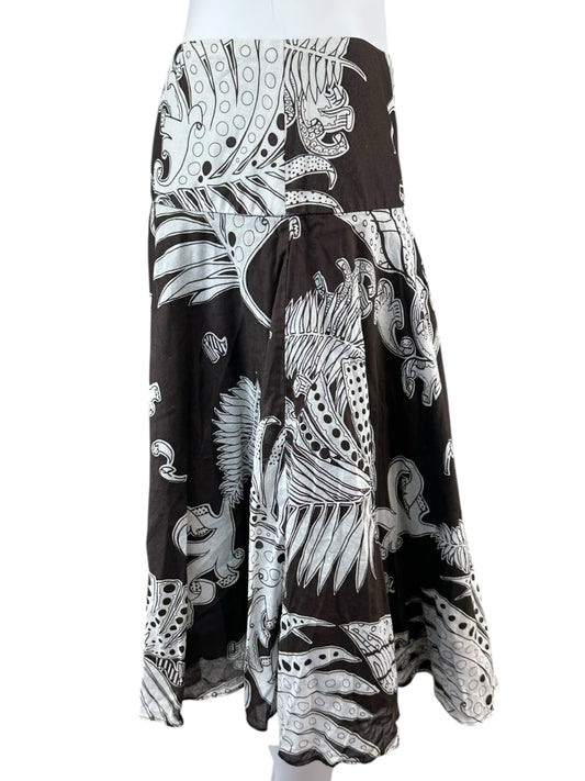 ETCETERA 100% Cotton Brown Leaf Print Skirt Size 4
