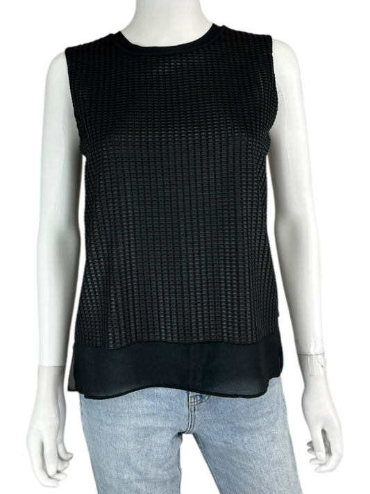 vince. 100% Silk Black Mesh Tank Size XS