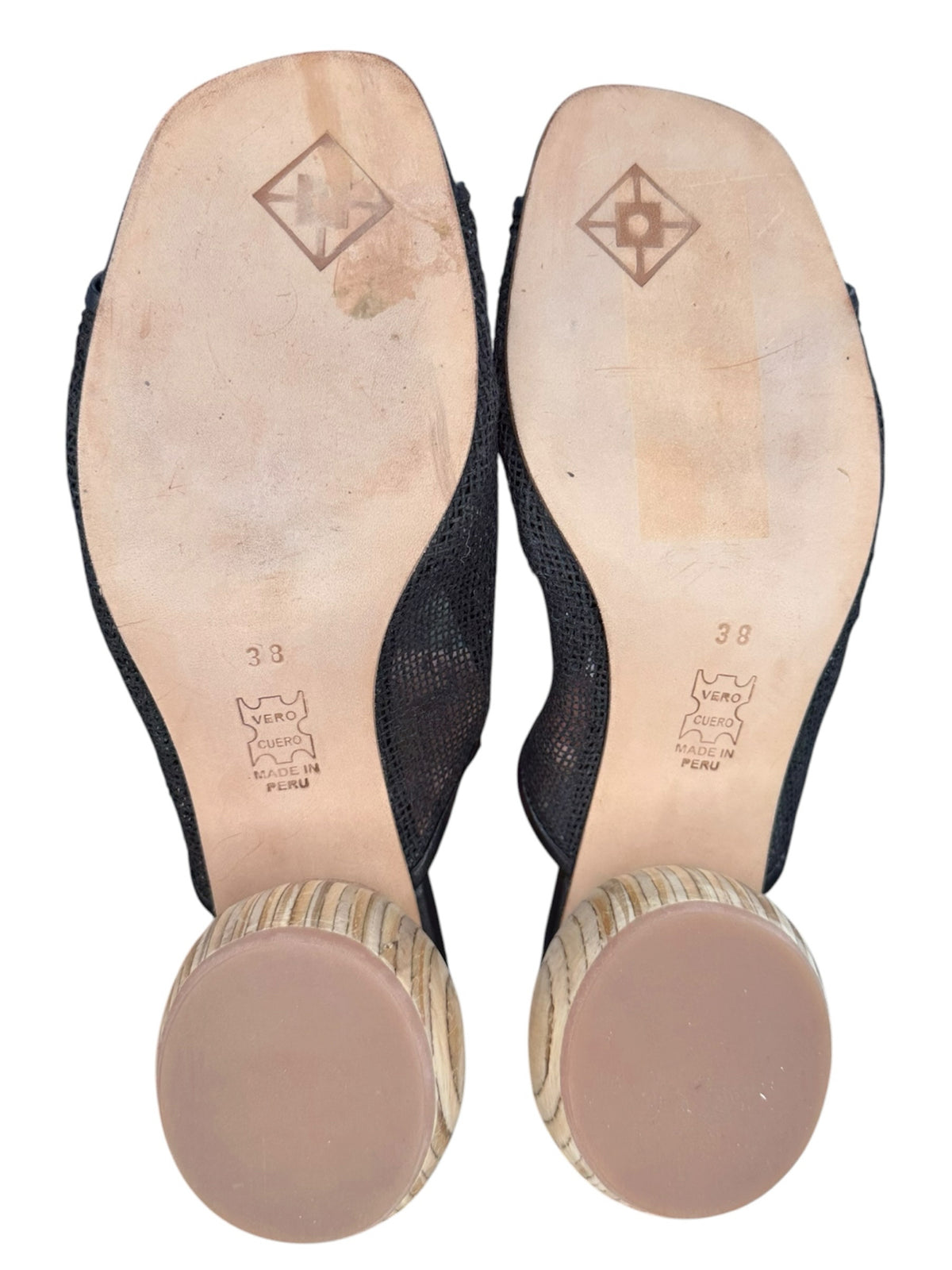 Huma Blanco Black Mesh Milla Mule Sandals SIze 38