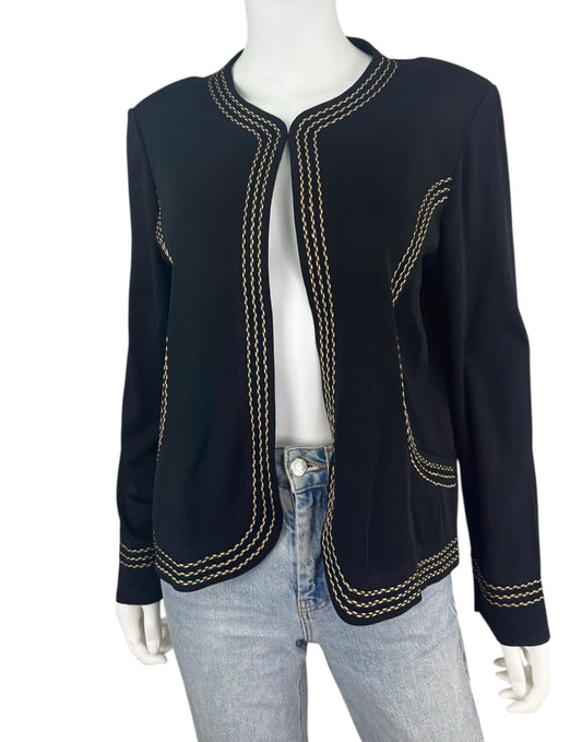 MING WANG Black Knit Jacket Size L