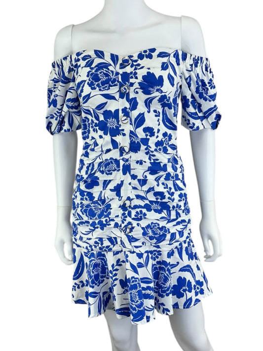 MILLY Blue Floral Strapless Dress Size 4