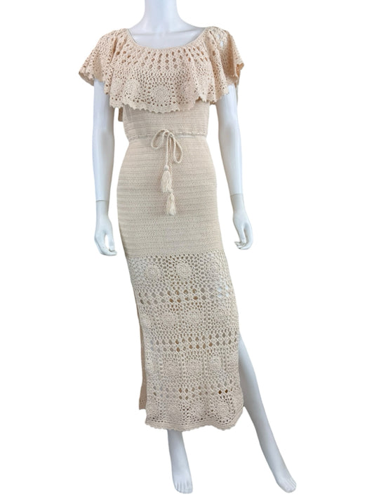 Spell Cream Crochet Knitted Maxi Dress Size XS