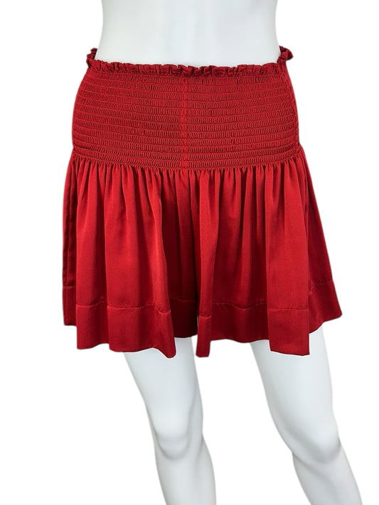 KOCH Red Satin High Waisted Shorts Size S
