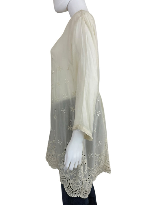 Johnny Was Ivory Embroidered Tunic Size L