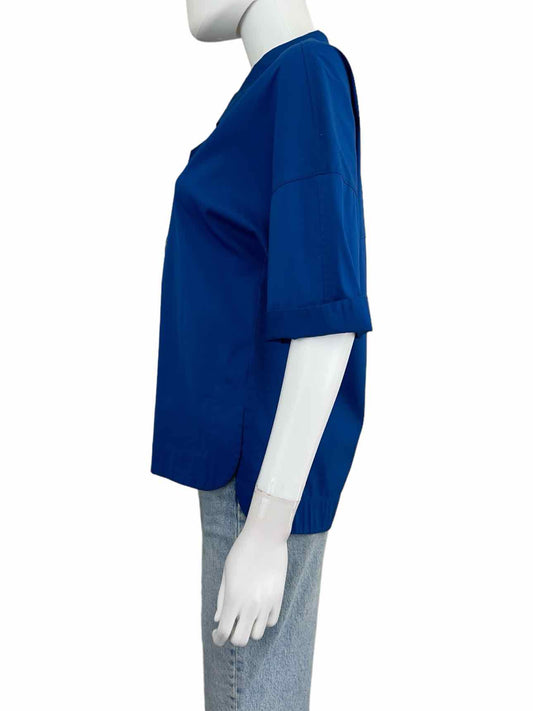 LAFAYETTE 148 NEW YORK Blue Split Neck Top Size S