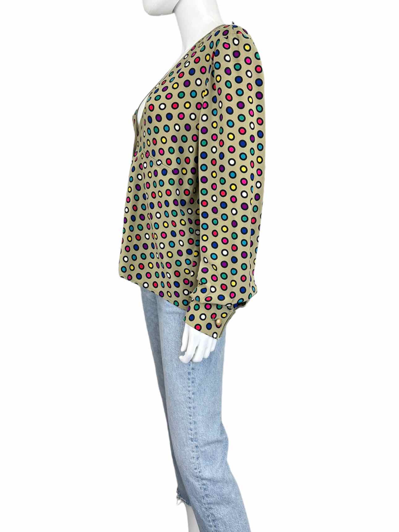 Valentino 100% SILK Vintage Polka Dot Blouse Size 10