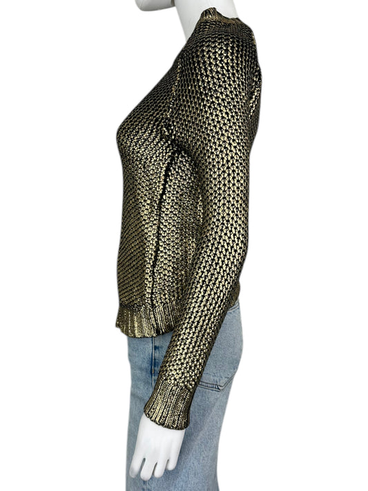 SAKS FIFTH AVENUE Black and Gold Sweater Size XS