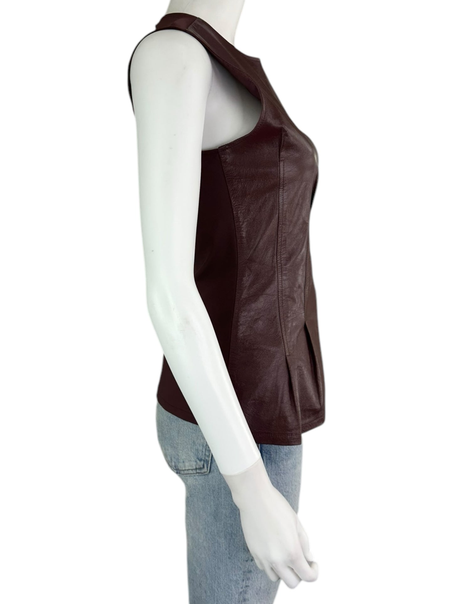 Theory 100% Lamb Leather Burgundy Tank Size 2