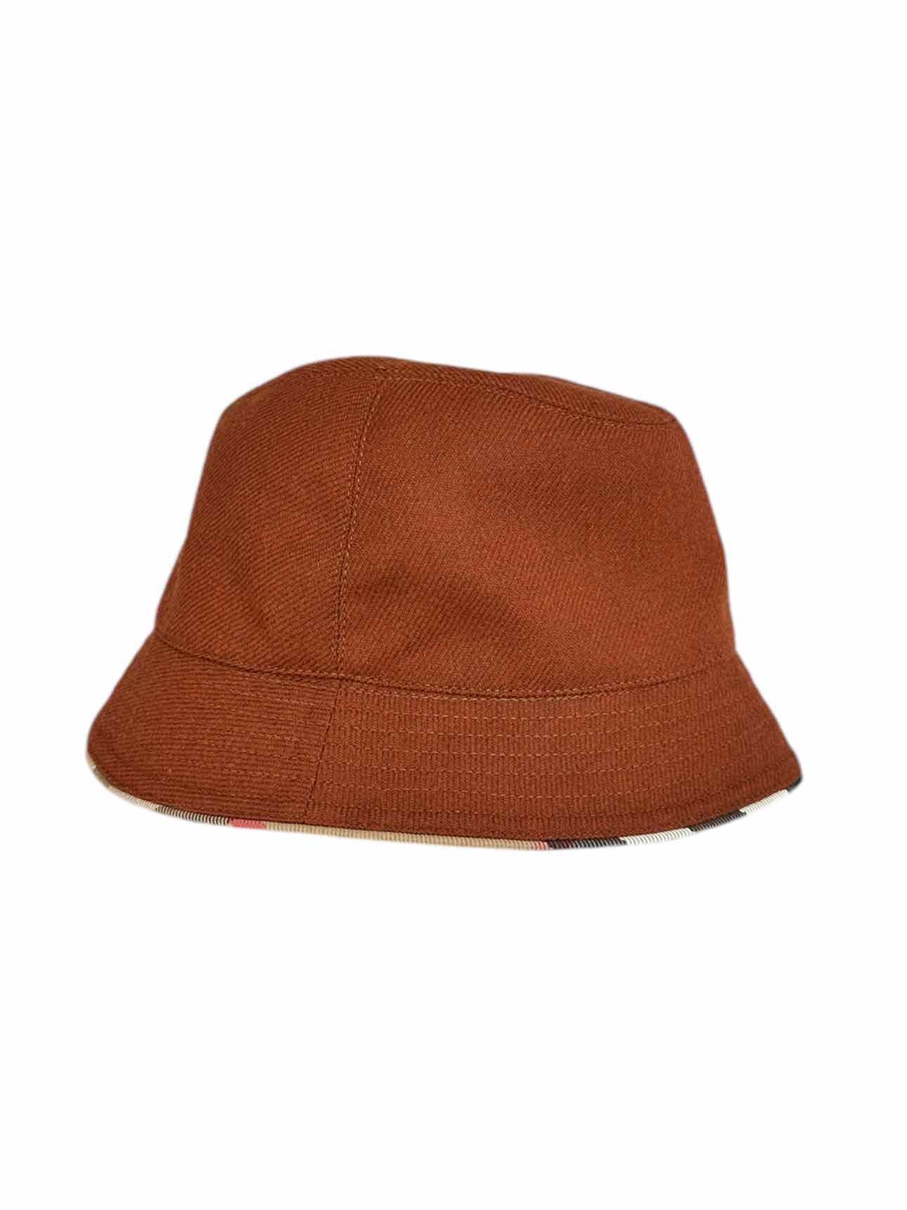 BURBERRY Burnt Orange Wool Bucket Hat Size M