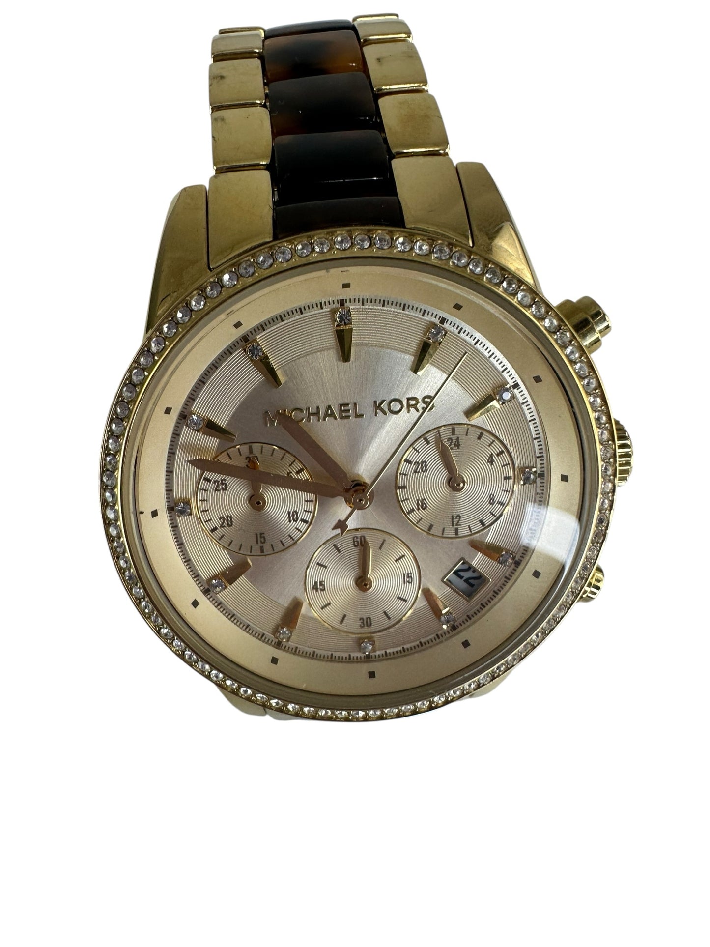 MICHAEL KORS Ritz Tortise Chronograph Crystallized Watch