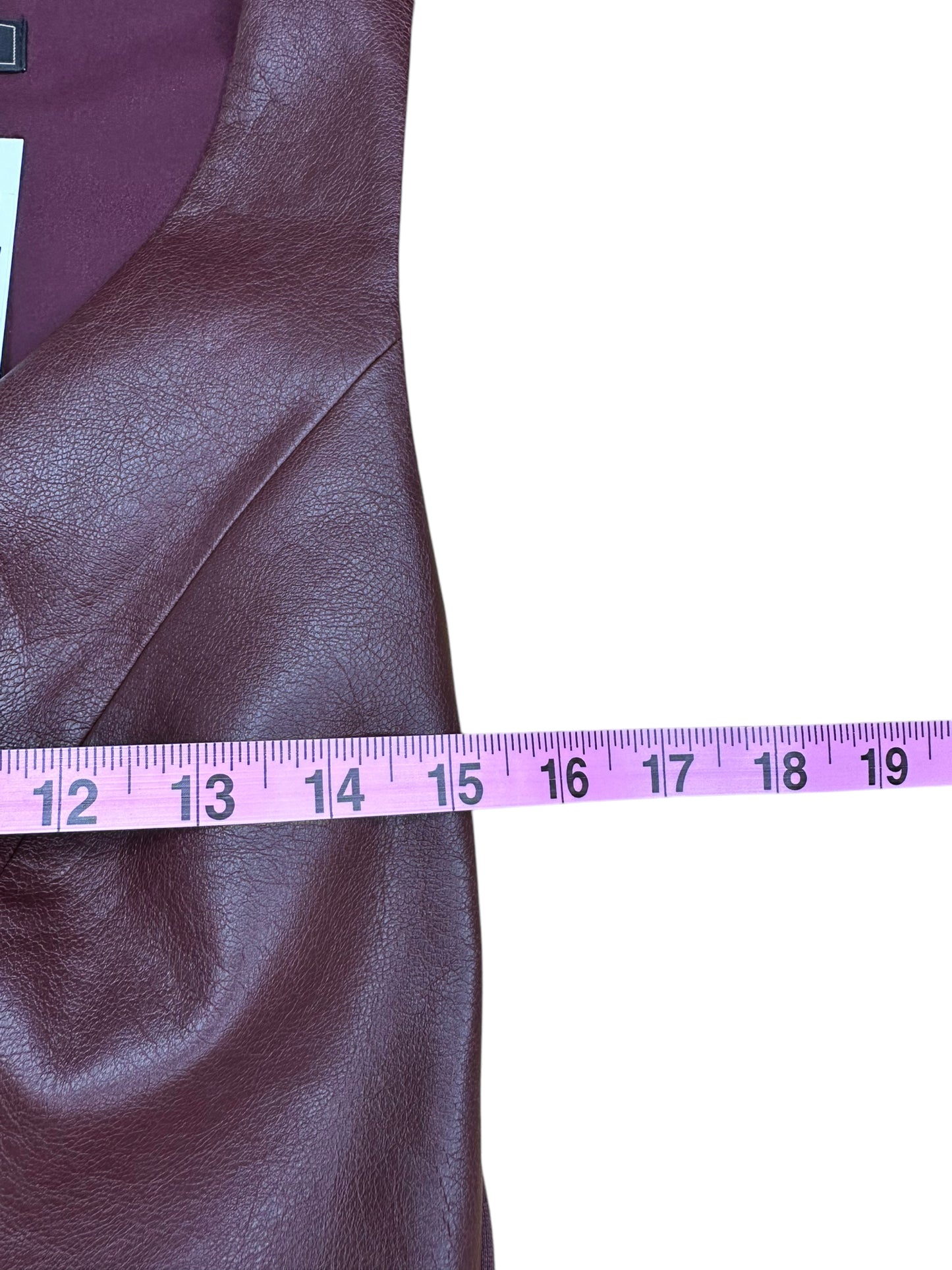 BCBGMAXAZRIA Burgundy Vegan Leather Blouse Size L